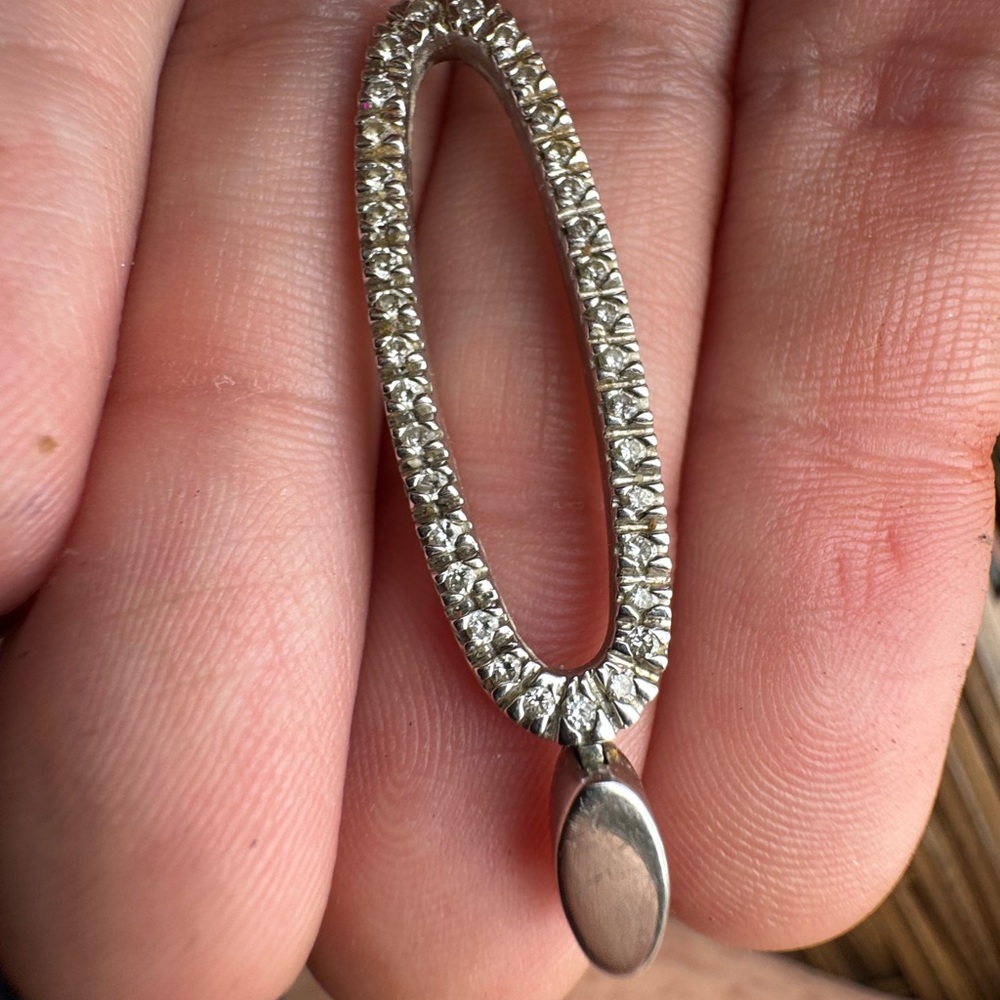 Vintage solid 14k white gold genuine diamond pendant - Picture 7 of 14